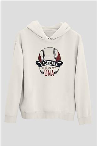 Beyzbol Baskılı Unisex Ekru Hoodie