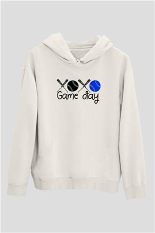 Beyzbol Baskılı Unisex Ekru Hoodie