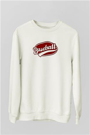 Beyzbol Baskılı Unisex Ekru Sweatshirt