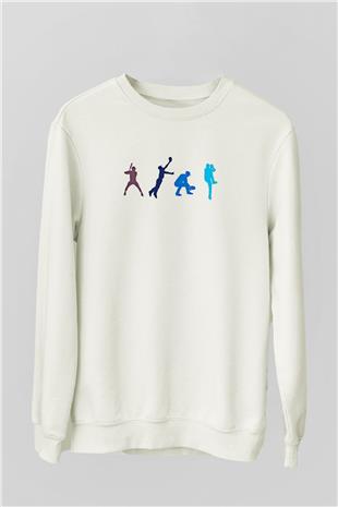 Beyzbol Baskılı Unisex Ekru Sweatshirt