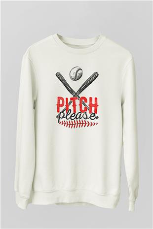 Beyzbol Baskılı Unisex Ekru Sweatshirt