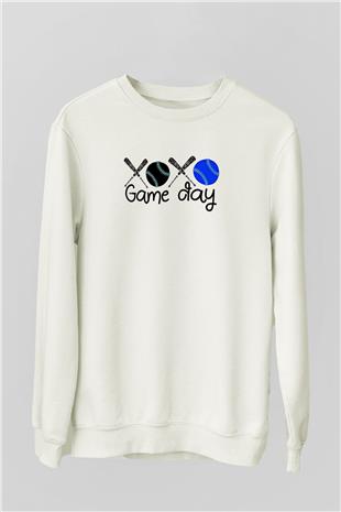 Beyzbol Baskılı Unisex Ekru Sweatshirt