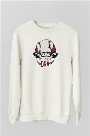 Beyzbol Baskılı Unisex Ekru Sweatshirt