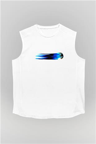 Beyzbol Baskılı Unisex Kolsuz Beyaz Tişört