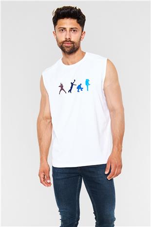 Beyzbol Baskılı Unisex Kolsuz Beyaz Tişört