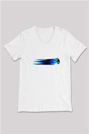 Beyzbol Baskılı Unisex V Yaka Tişört - Tshirt