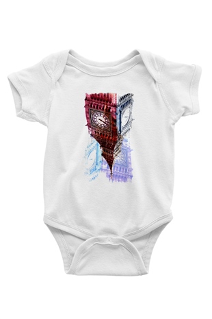 Big Ben Baskılı Beyaz Unisex Bebek Body - Zıbın