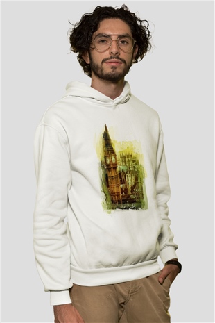 Big Ben Beyaz Unisex Hoodie