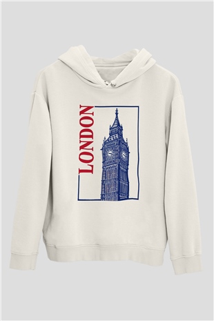 Big Ben Beyaz Unisex Hoodie