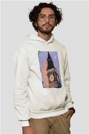 Big Ben Beyaz Unisex Hoodie