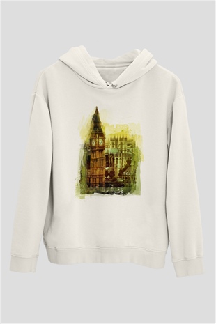 Big Ben Beyaz Unisex Hoodie