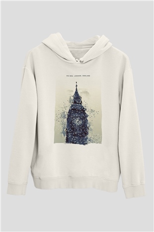 Big Ben Beyaz Unisex Hoodie