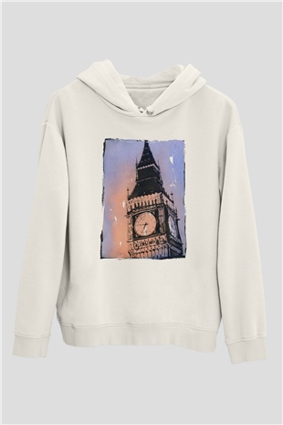 Big Ben Beyaz Unisex Hoodie