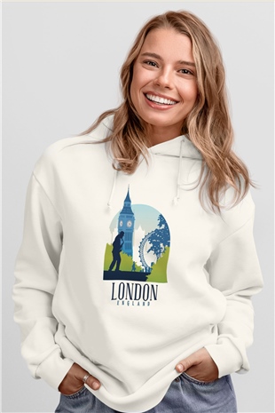 Big Ben Beyaz Unisex Hoodie