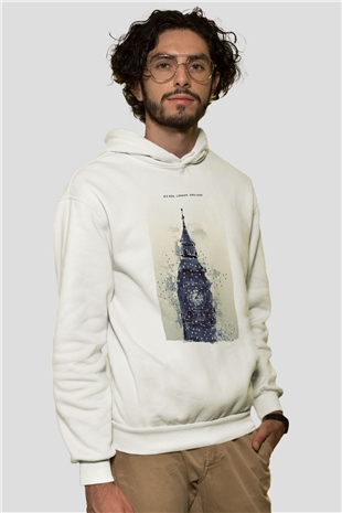 Big Ben Beyaz Unisex Hoodie