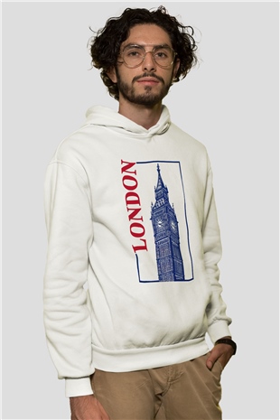 Big Ben Beyaz Unisex Hoodie