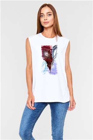 Big Ben Beyaz Unisex Kolsuz Tişört
