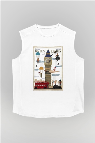 Big Ben Beyaz Unisex Kolsuz Tişört