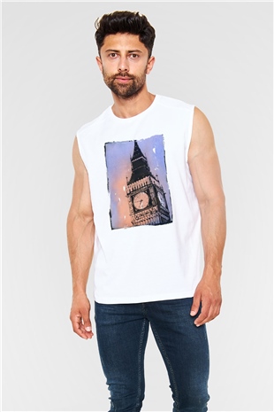 Big Ben Beyaz Unisex Kolsuz Tişört