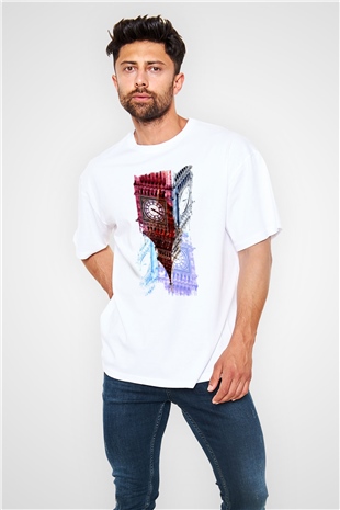 Big Ben Beyaz Unisex Oversize Tişört T-Shirt