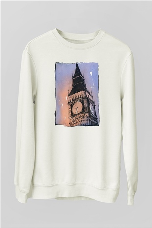 Big Ben Beyaz Unisex Sweatshirt