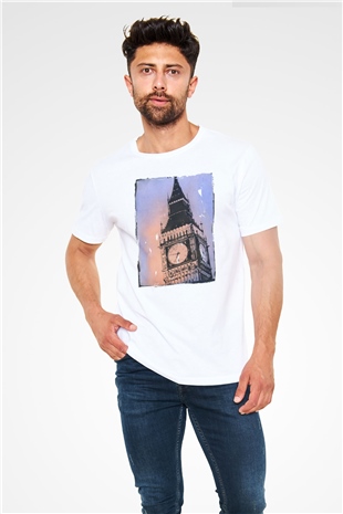 Big Ben Beyaz Unisex Tişört T-Shirt - TişörtFabrikası