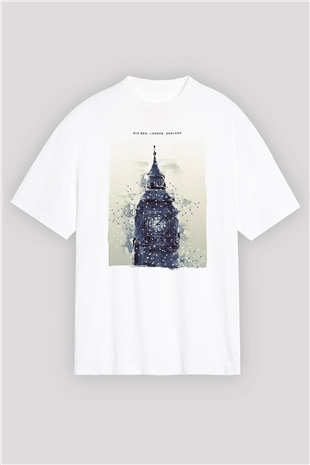 Big Ben Beyaz Oversize Tişört Oversize T-shirt - TişörtFabrikası
