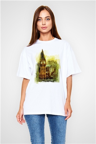 Big Ben Beyaz Oversize Tişört Oversize T-shirt - TişörtFabrikası
