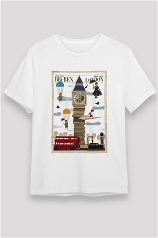 Big Ben Beyaz Unisex Tişört T-Shirt - TişörtFabrikası
