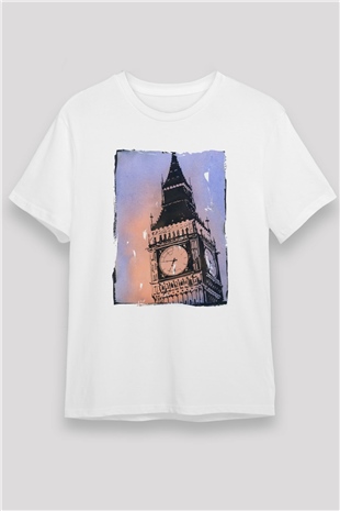 Big Ben Beyaz Unisex Tişört T-Shirt - TişörtFabrikası