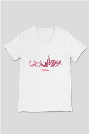Big Ben Beyaz Unisex V Yaka Tişört T-Shirt