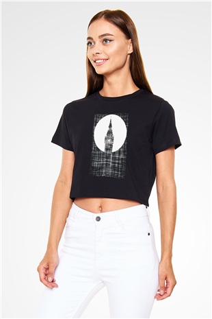 Big Ben Siyah  Crop Top Tişört