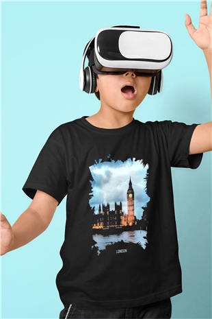 Big Ben Siyah Unisex Çocuk Tişört