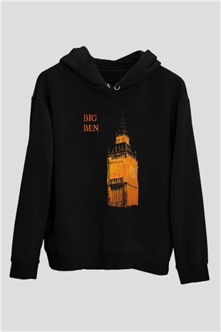 Big Ben Siyah Unisex Hoodie