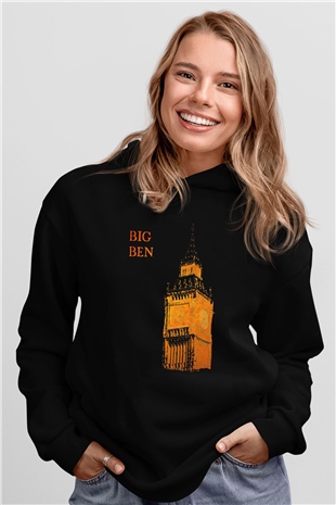 Big Ben Siyah Unisex Hoodie