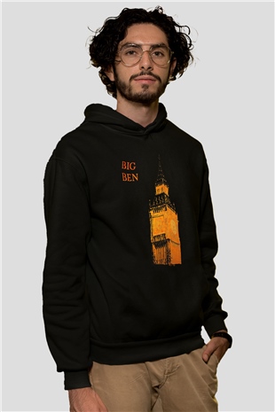 Big Ben Siyah Unisex Hoodie
