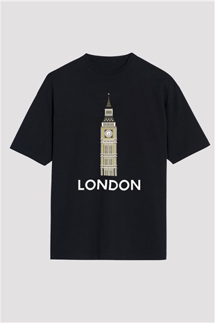 Big Ben Siyah Unisex Oversize Tişört T-Shirt