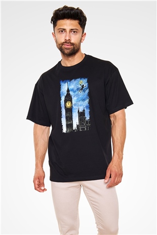 Big Ben Siyah Unisex Oversize Tişört T-Shirt
