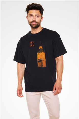 Big Ben Siyah Oversize Tişört Oversize T-shirt - TişörtFabrikası