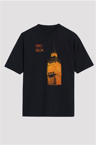 Big Ben Siyah Oversize Tişört Oversize T-shirt - TişörtFabrikası