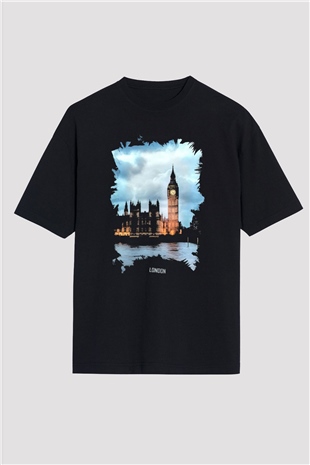 Big Ben Siyah Oversize Tişört Oversize T-shirt - TişörtFabrikası