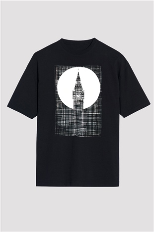 Big Ben Siyah Oversize Tişört Oversize T-shirt - TişörtFabrikası