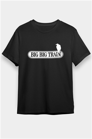 Big Big Train Baskılı Unisex Siyah Tişört - Tshirt