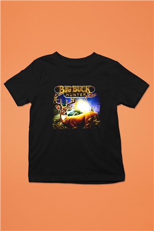 Big Buck Hunter Baskılı Siyah Unisex Çocuk Tişört