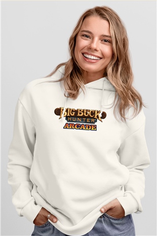 Big Buck Hunter Beyaz Unisex Hoodie