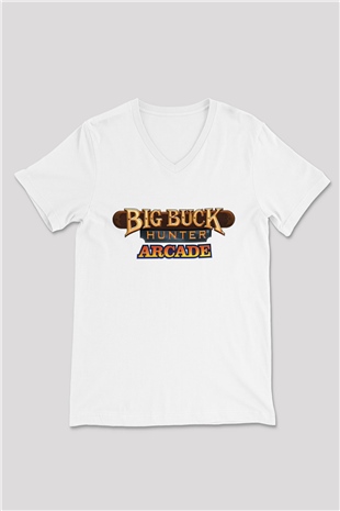 Big Buck Hunter Beyaz Unisex V Yaka Tişört