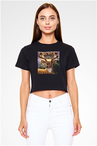 Big Buck Hunter Siyah  Crop Top Tişört