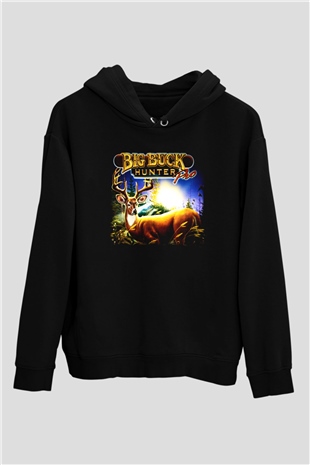 Big Buck Hunter Siyah Unisex Hoodie