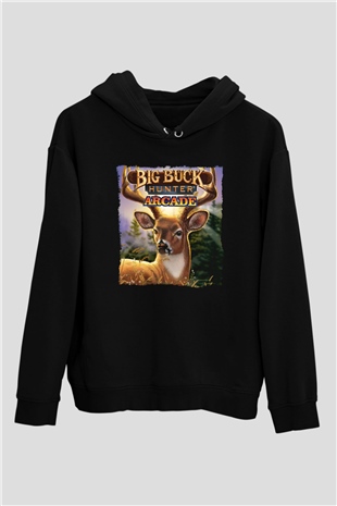 Big Buck Hunter Siyah Unisex Hoodie