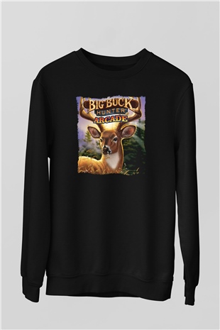 Big Buck Hunter Siyah Unisex Sweatshirt